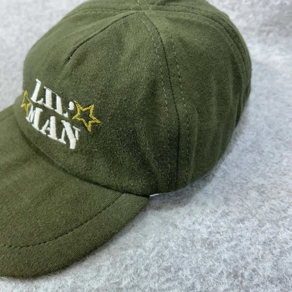 LIL' MAN Baby Baseball Cap Infant Hat Olive Green Embroidered Elastic Back